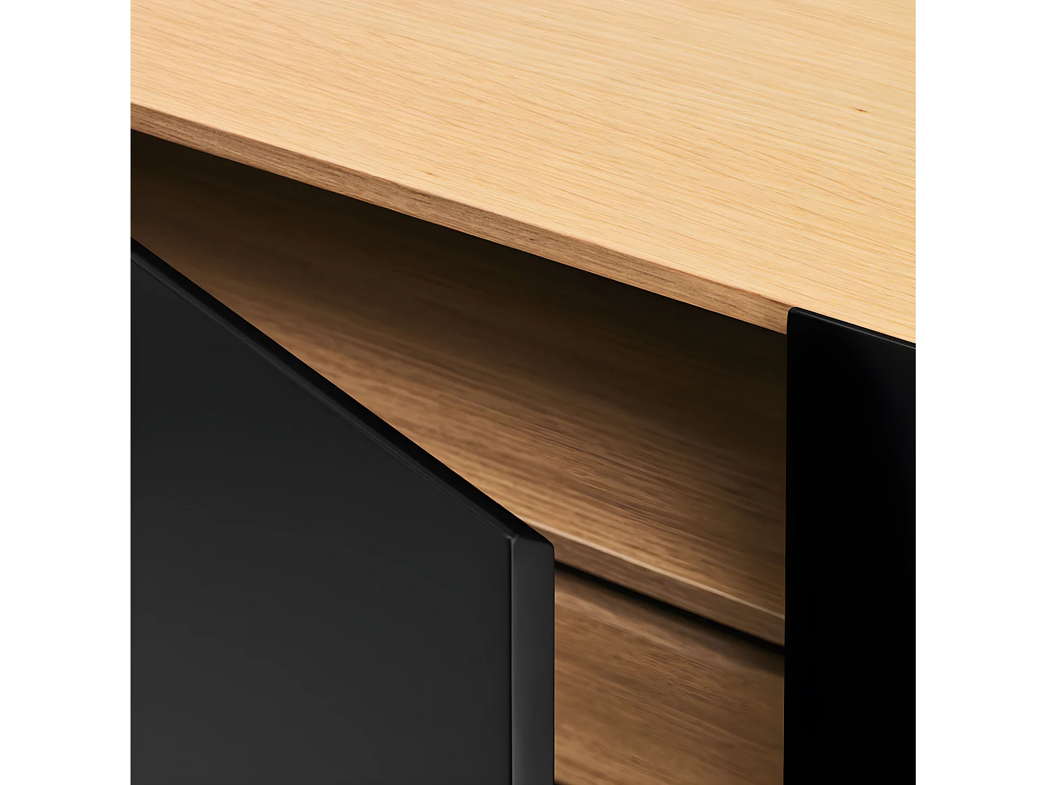 Arista - Buffet en bois 4 portes 3 tiroirs L165cm : Couleur - Noir