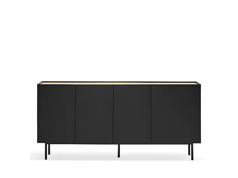 Arista - Buffet en bois 4 portes 3 tiroirs L165cm : Couleur - Noir