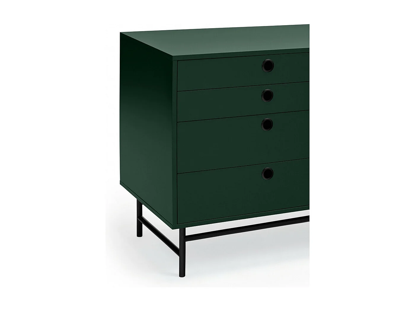 Punto - Buffet en bois 2 portes 8 tiroirs L212cm : Couleur - Vert forêt