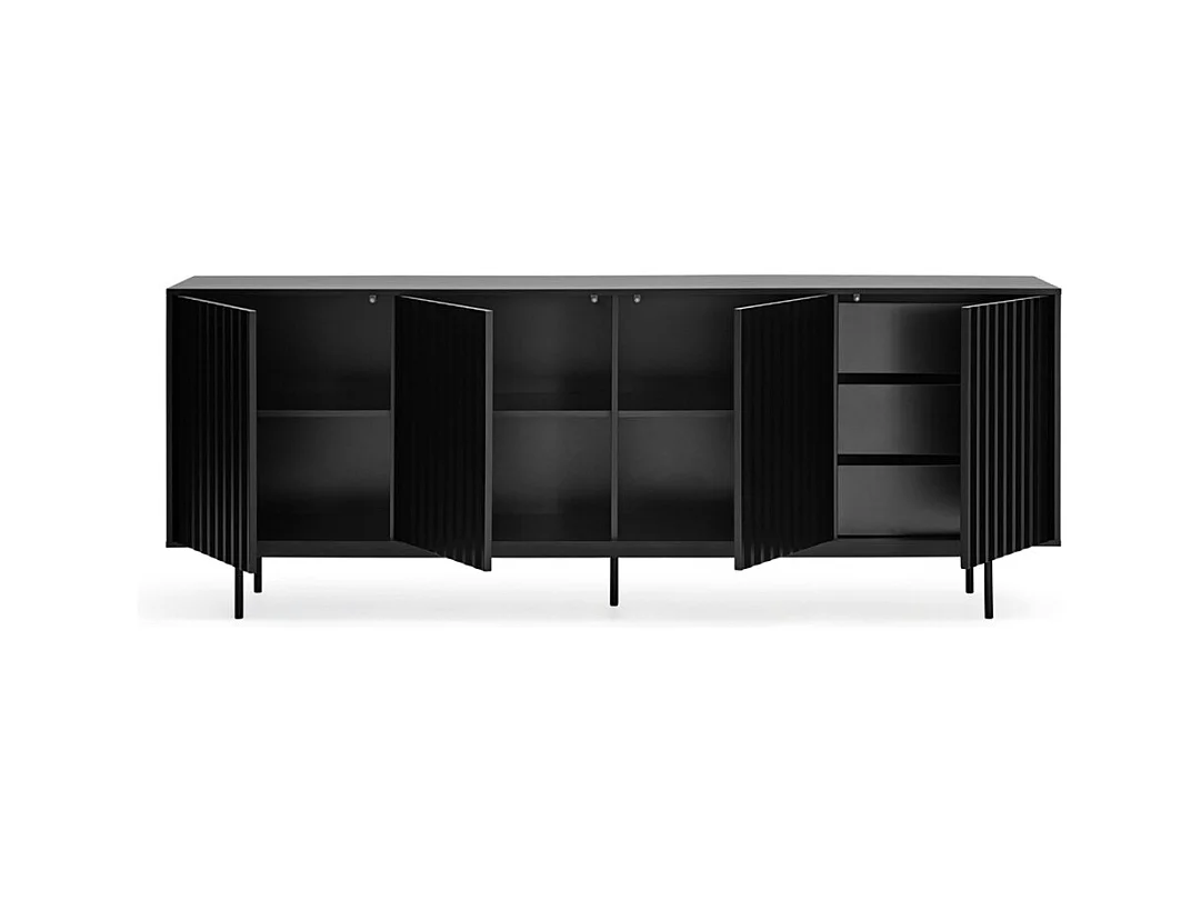 Sierra - Buffet en bois 4 portes 3 tiroirs L211cm : Couleur - Noir