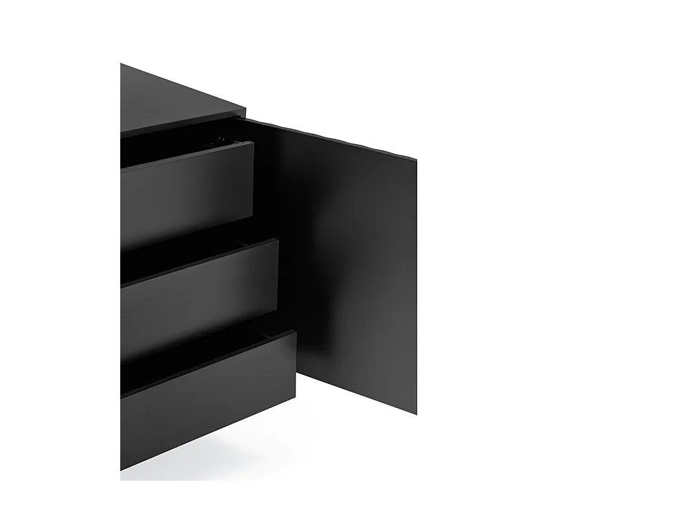 Sierra - Buffet en bois 4 portes 3 tiroirs L211cm : Couleur - Noir