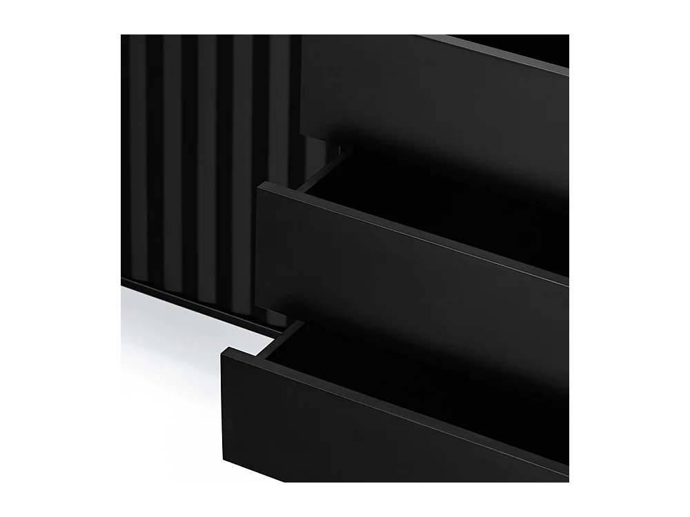 Sierra - Buffet en bois 4 portes 3 tiroirs L211cm : Couleur - Noir