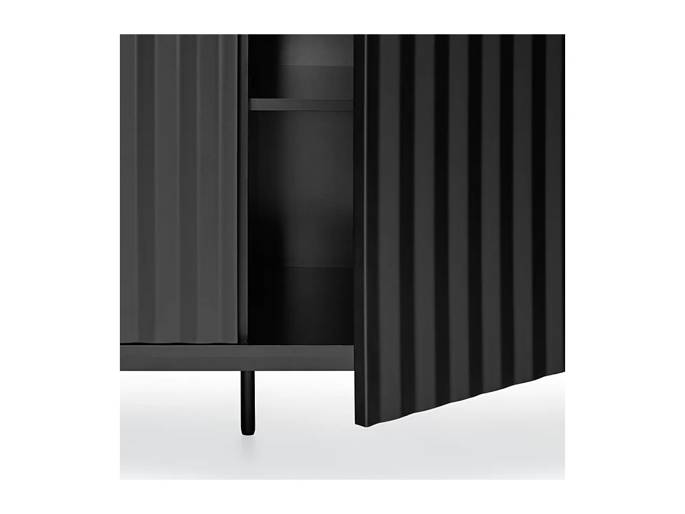 Sierra - Buffet en bois 4 portes 3 tiroirs L211cm : Couleur - Noir