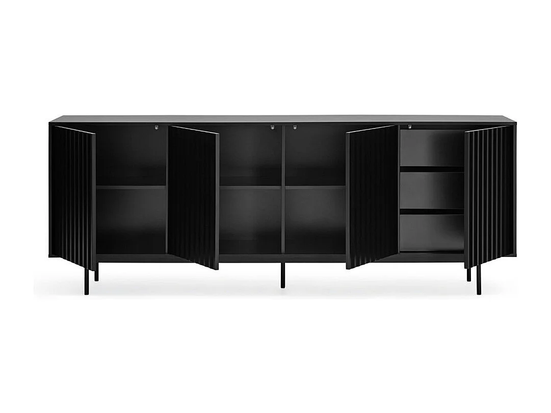 Sierra - Buffet en bois 4 portes 3 tiroirs L211cm : Couleur - Noir