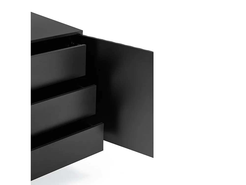 Sierra - Buffet en bois 4 portes 3 tiroirs L211cm : Couleur - Noir