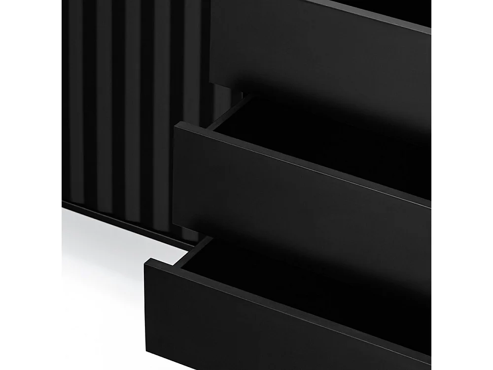 Sierra - Buffet en bois 4 portes 3 tiroirs L211cm : Couleur - Noir