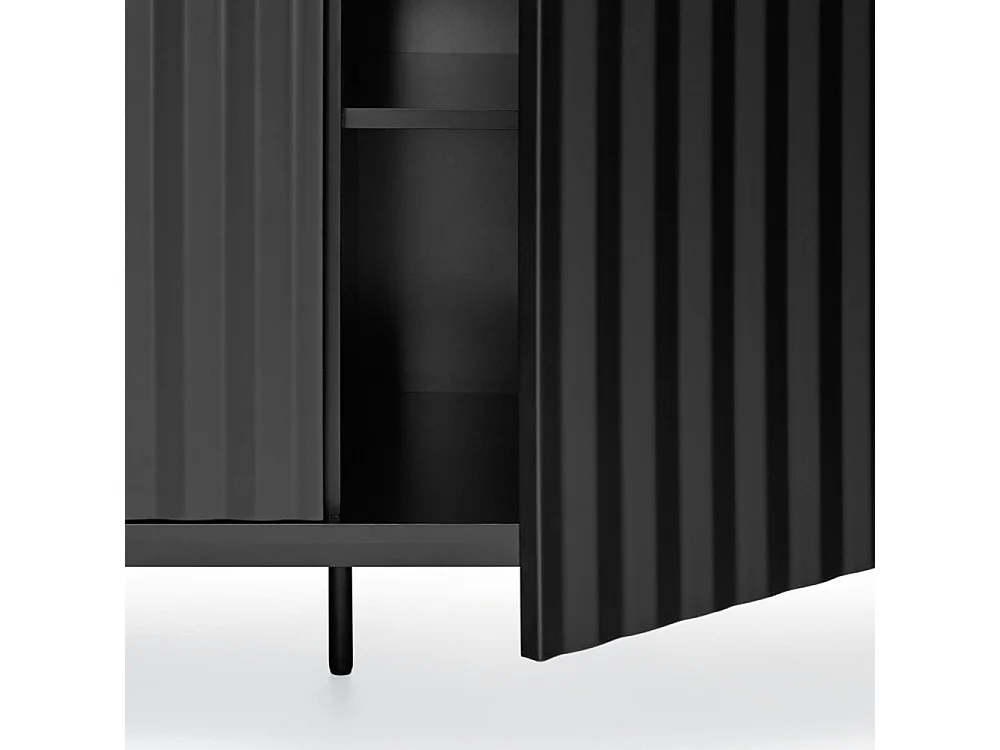 Sierra - Buffet en bois 4 portes 3 tiroirs L211cm : Couleur - Noir