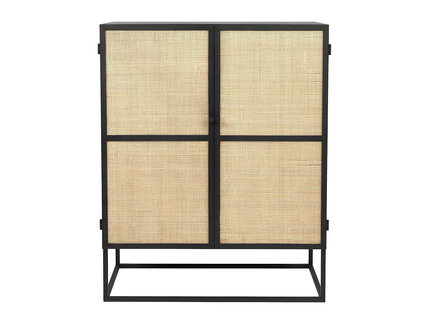 Guuji - Buffet 2 portes en bois et cannage L80cm - Couleur - Noir