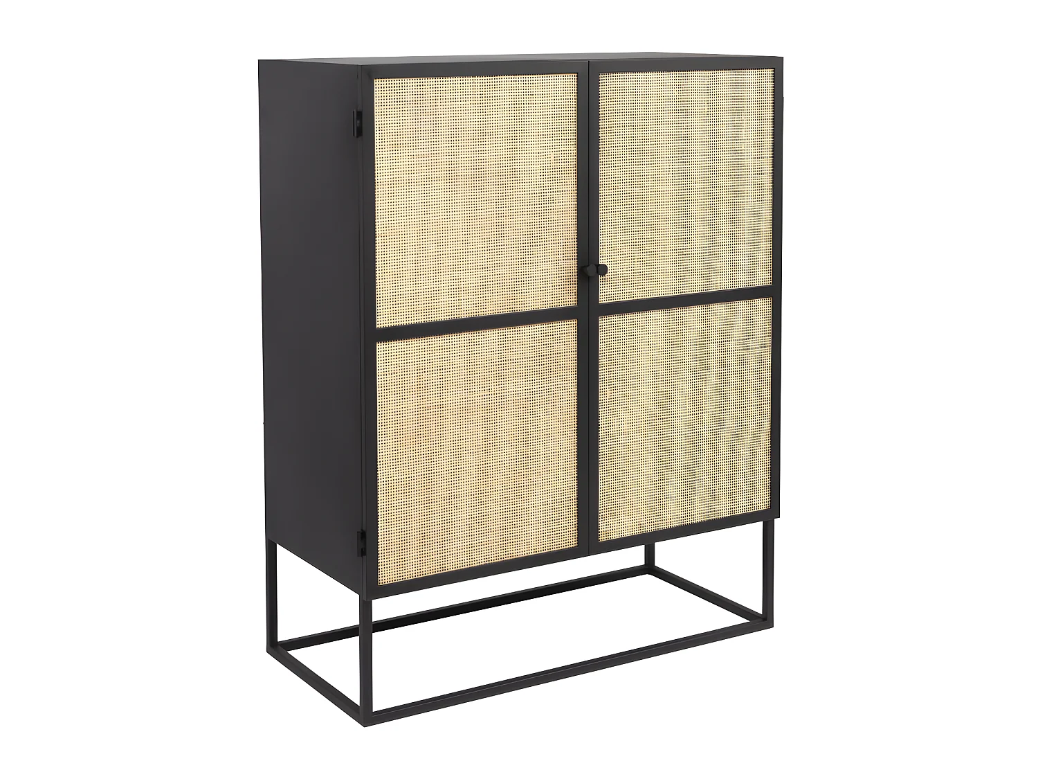 Guuji - Buffet 2 portes en bois et cannage L80cm - Couleur - Noir