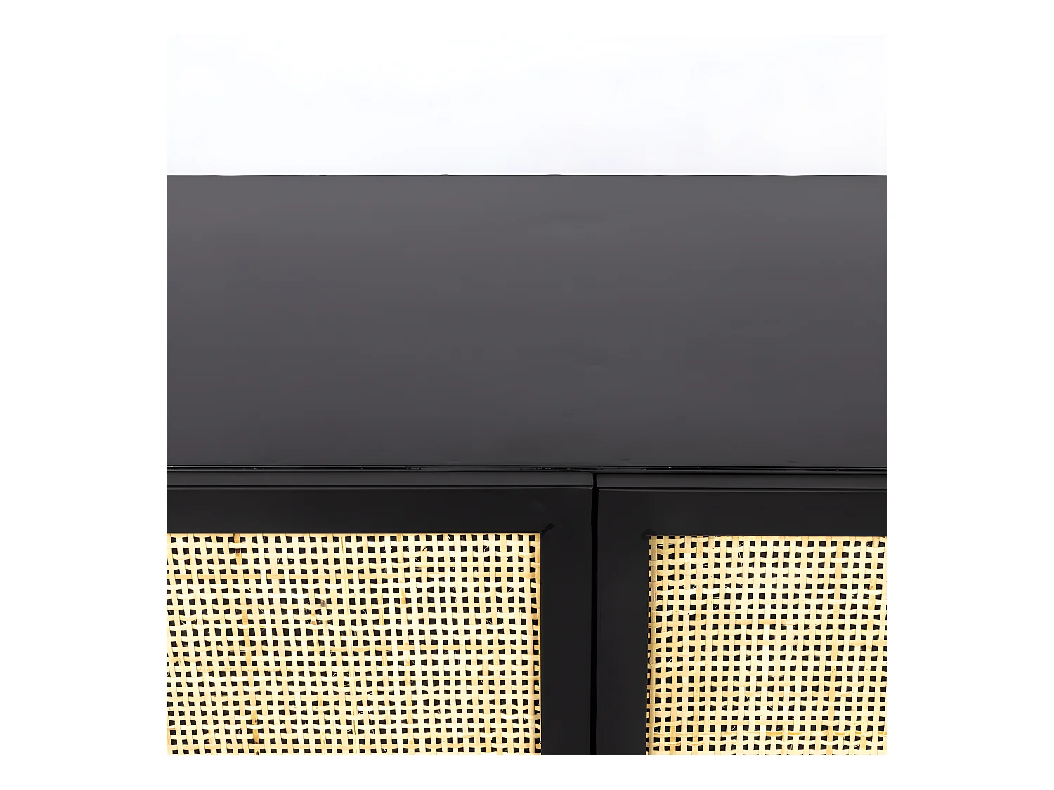 Guuji - Buffet 2 portes en bois et cannage L80cm - Couleur - Noir