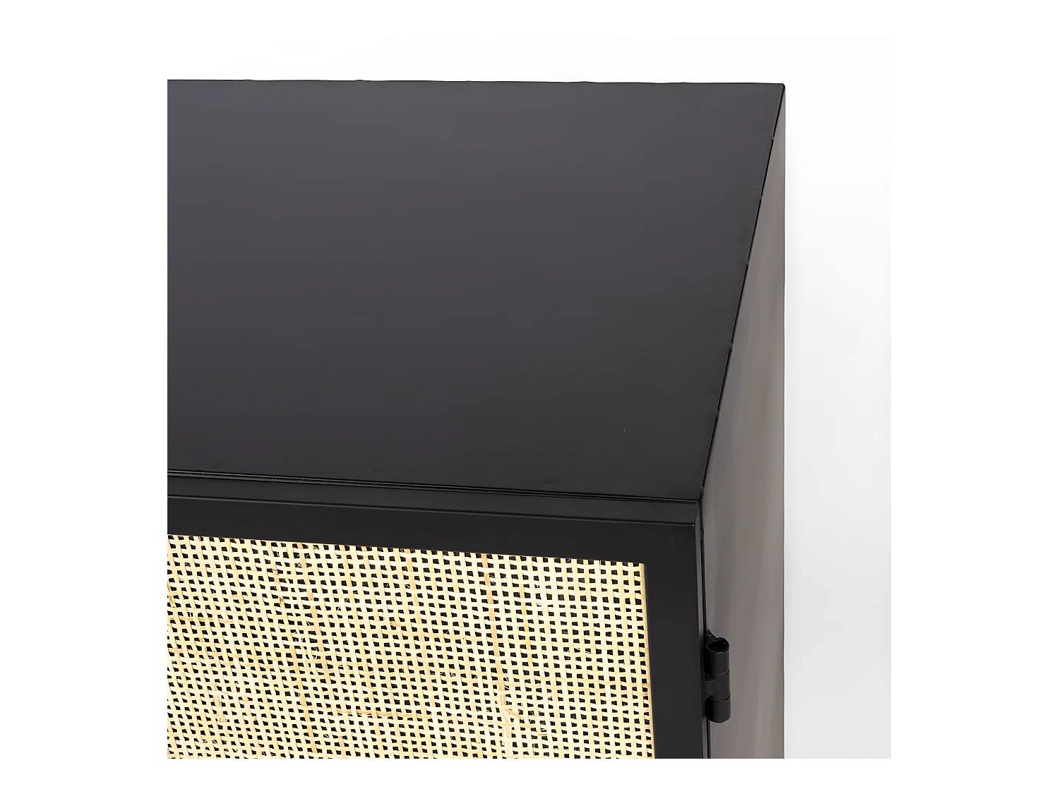 Guuji - Buffet 2 portes en bois et cannage L80cm - Couleur - Noir