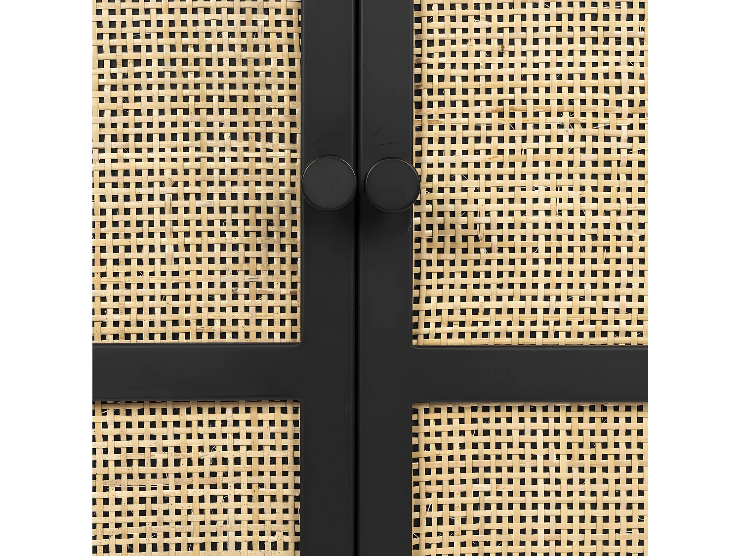 Guuji - Buffet 2 portes en bois et cannage L80cm - Couleur - Noir