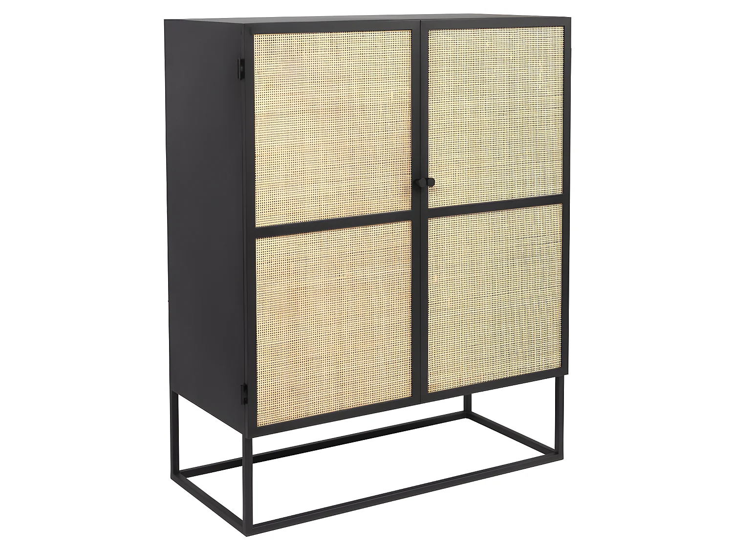 Guuji - Buffet 2 portes en bois et cannage L80cm - Couleur - Noir