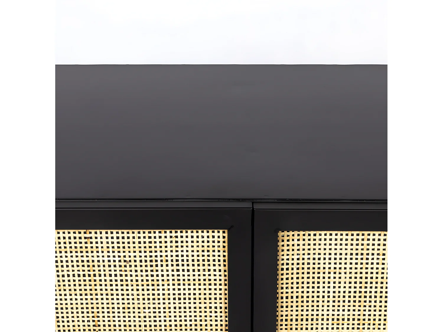 Guuji - Buffet 2 portes en bois et cannage L80cm - Couleur - Noir