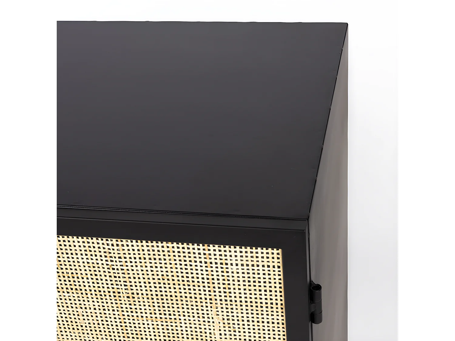 Guuji - Buffet 2 portes en bois et cannage L80cm - Couleur - Noir