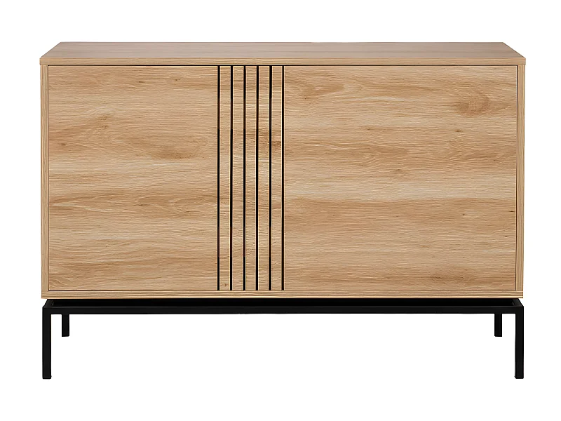 Krokom - Buffet 2 portes en bois et métal L120cm : Couleur - Bois clair