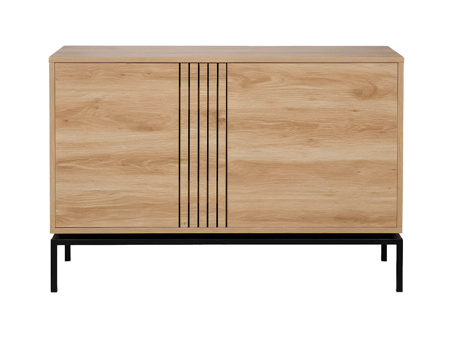 Krokom - Buffet 2 portes en bois et métal L120cm : Couleur - Bois clair