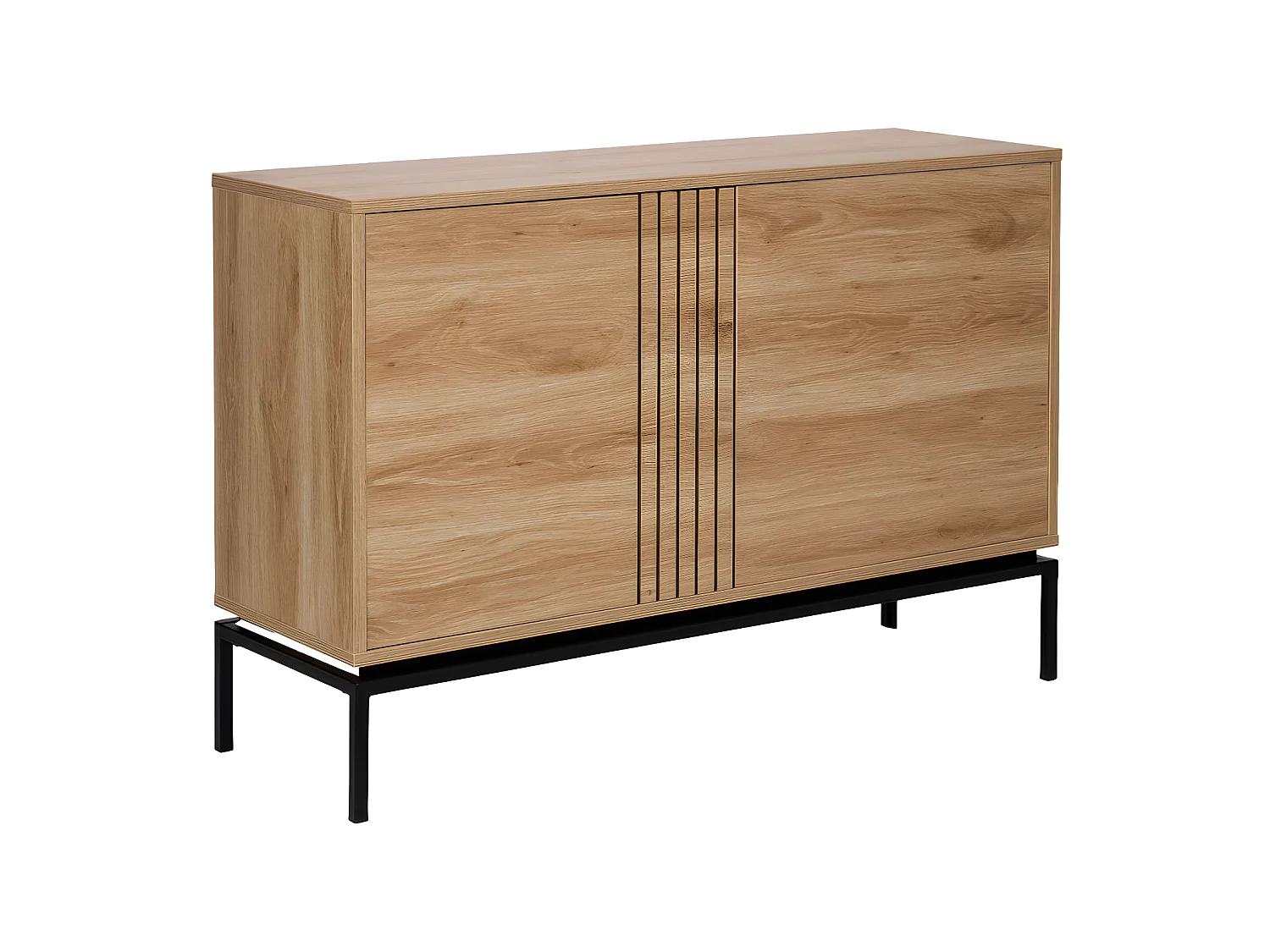Krokom - Buffet 2 portes en bois et métal L120cm : Couleur - Bois clair