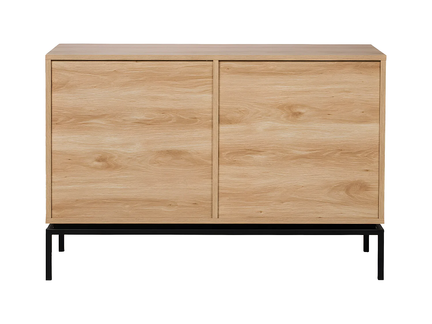 Krokom - Buffet 2 portes en bois et métal L120cm : Couleur - Bois clair