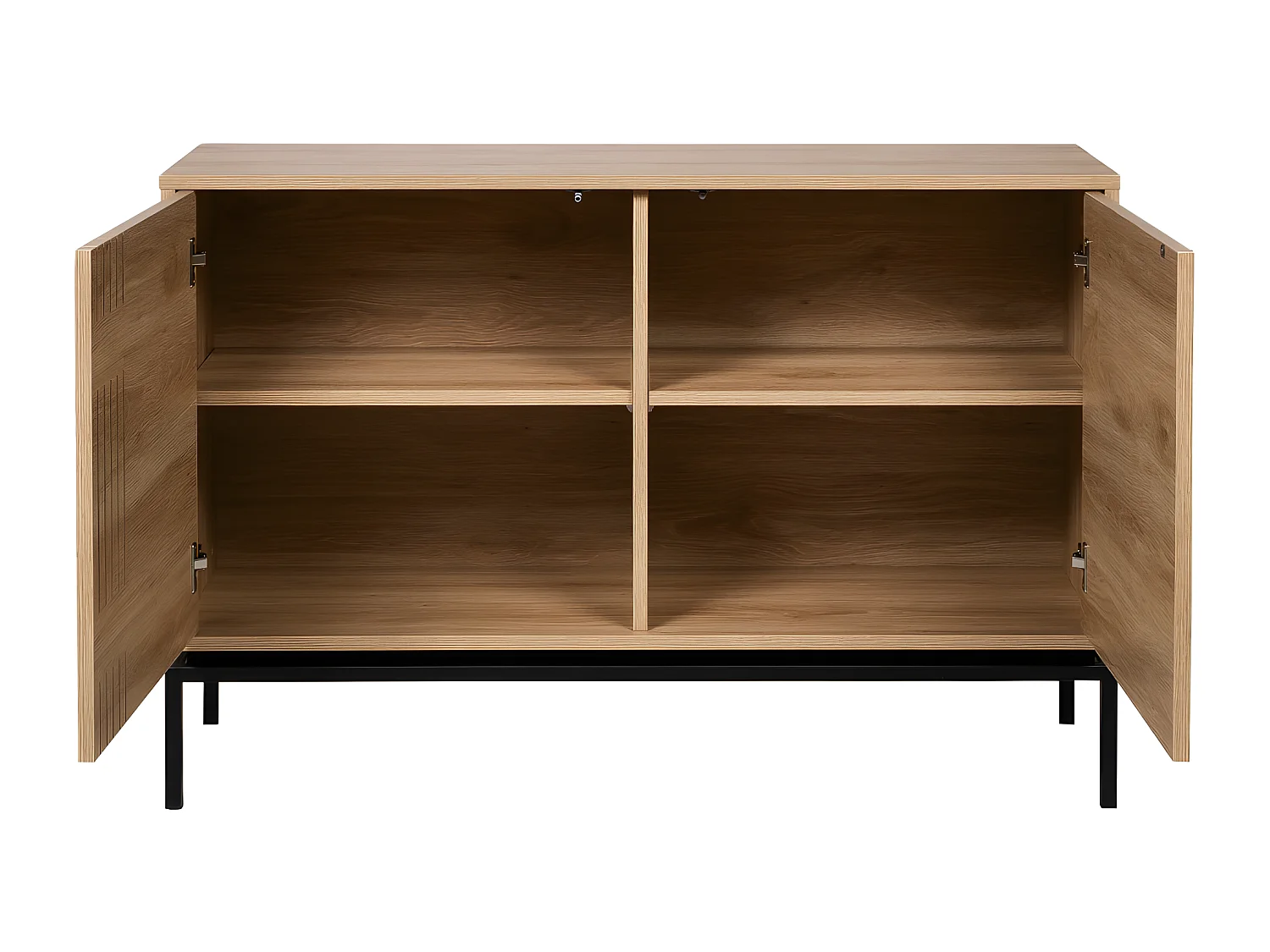 Krokom - Buffet 2 portes en bois et métal L120cm : Couleur - Bois clair