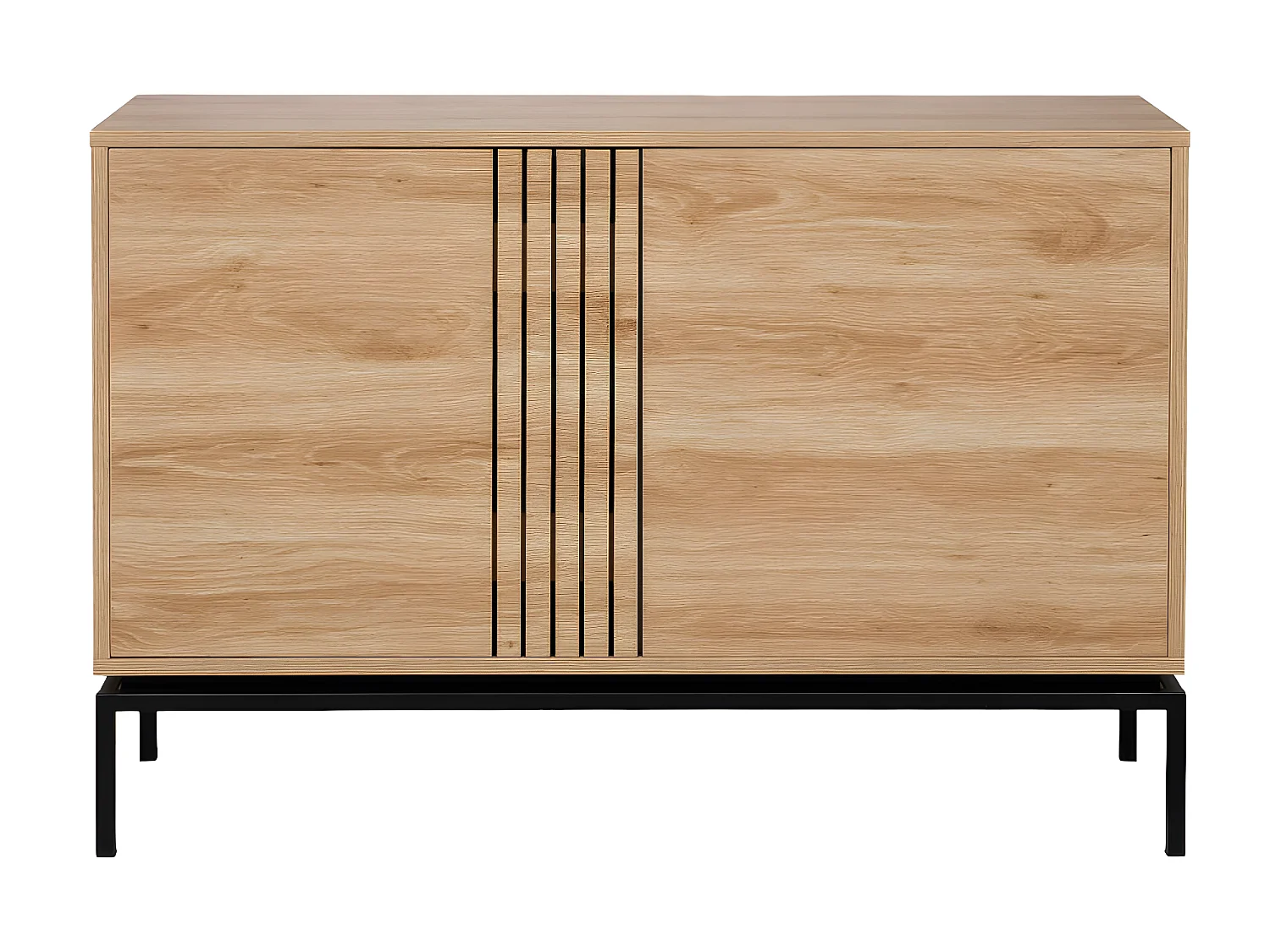 Krokom - Buffet 2 portes en bois et métal L120cm : Couleur - Bois clair