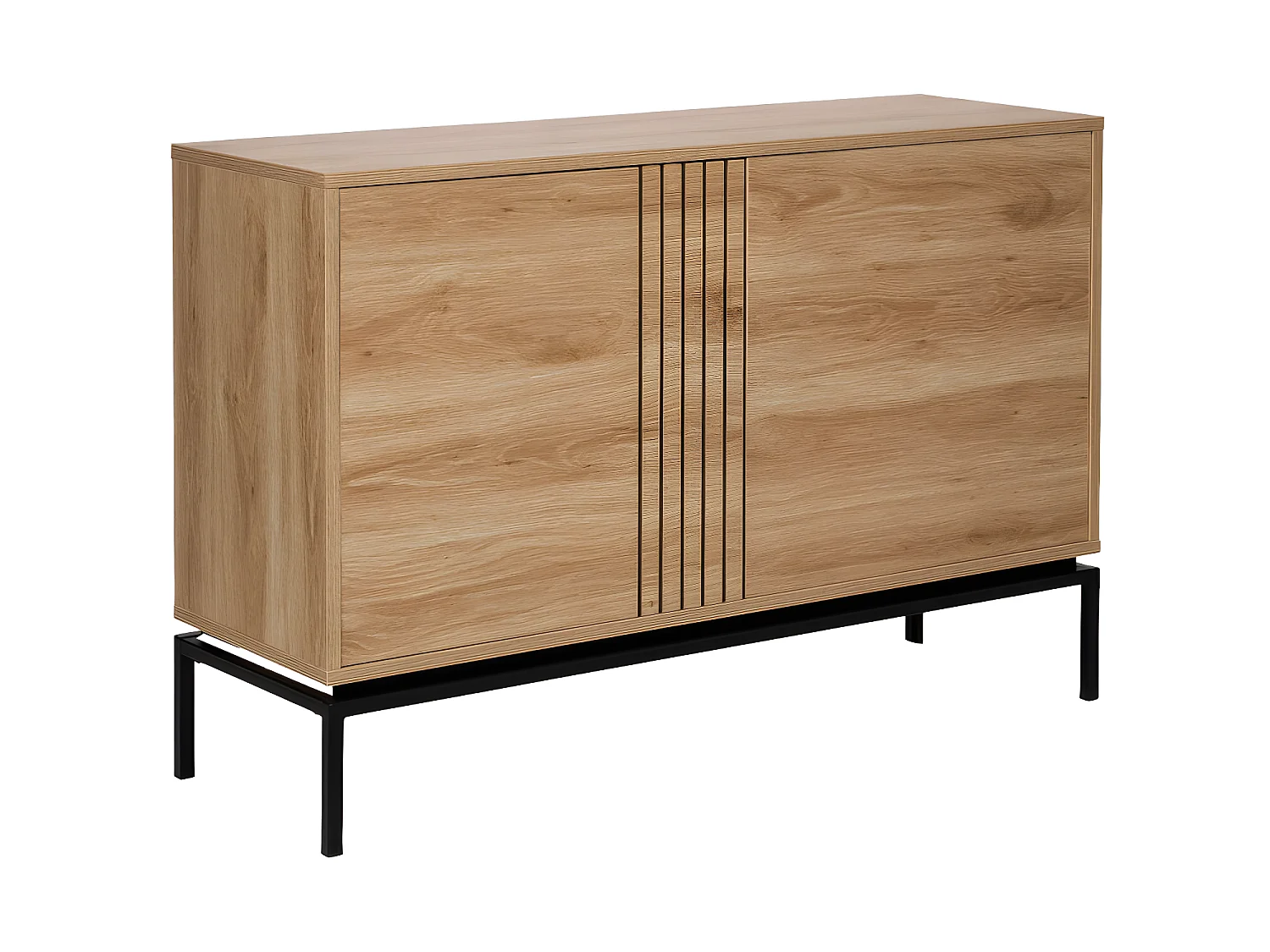Krokom - Buffet 2 portes en bois et métal L120cm : Couleur - Bois clair