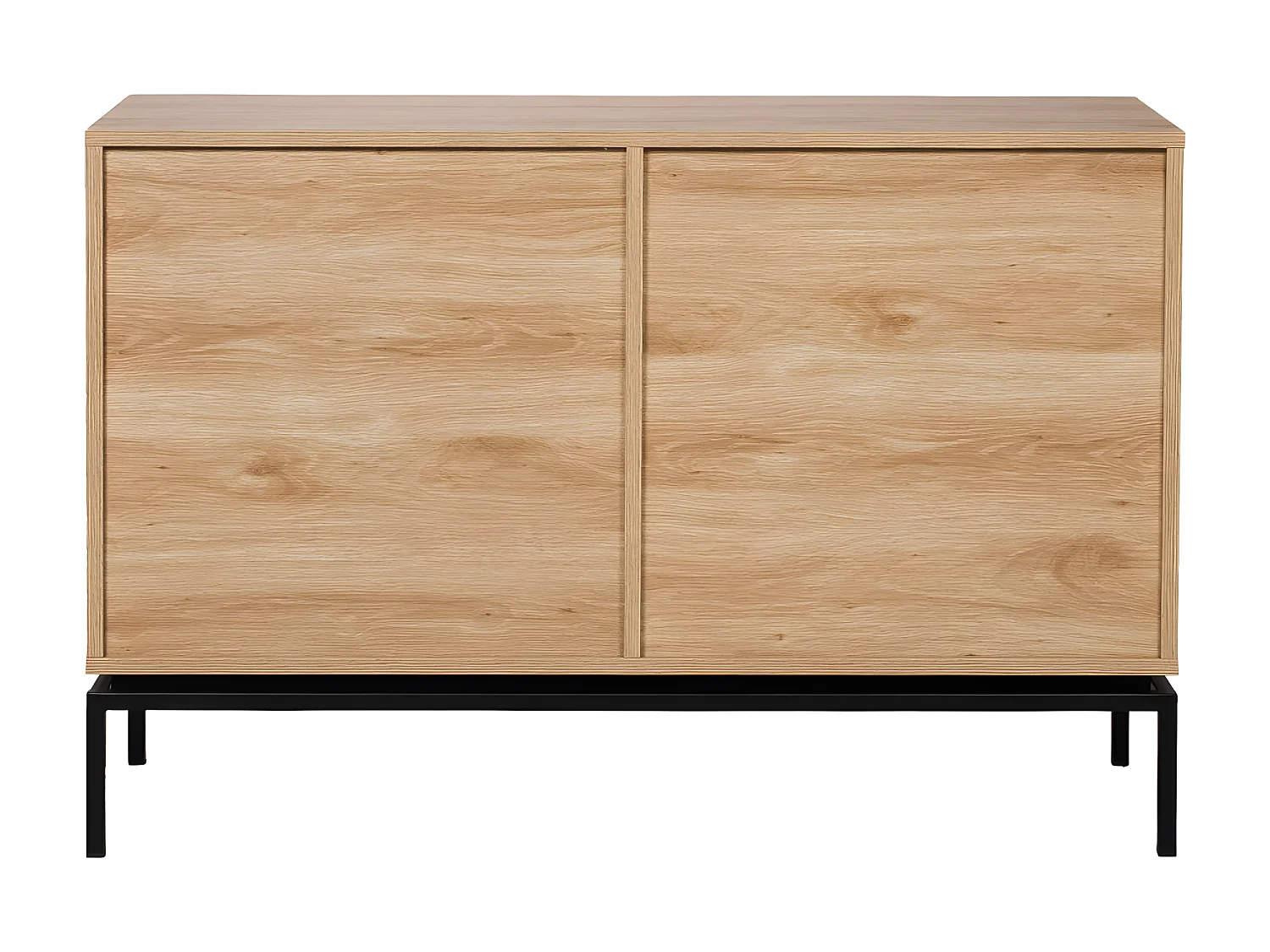 Krokom - Buffet 2 portes en bois et métal L120cm : Couleur - Bois clair