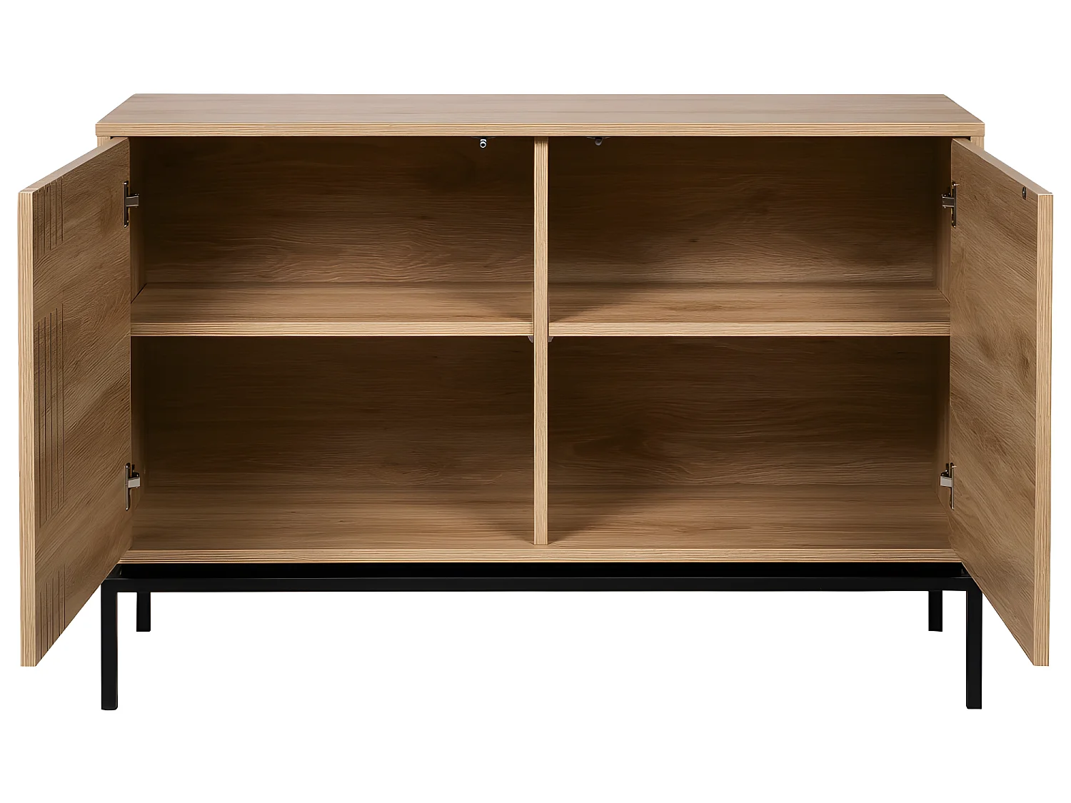 Krokom - Buffet 2 portes en bois et métal L120cm : Couleur - Bois clair