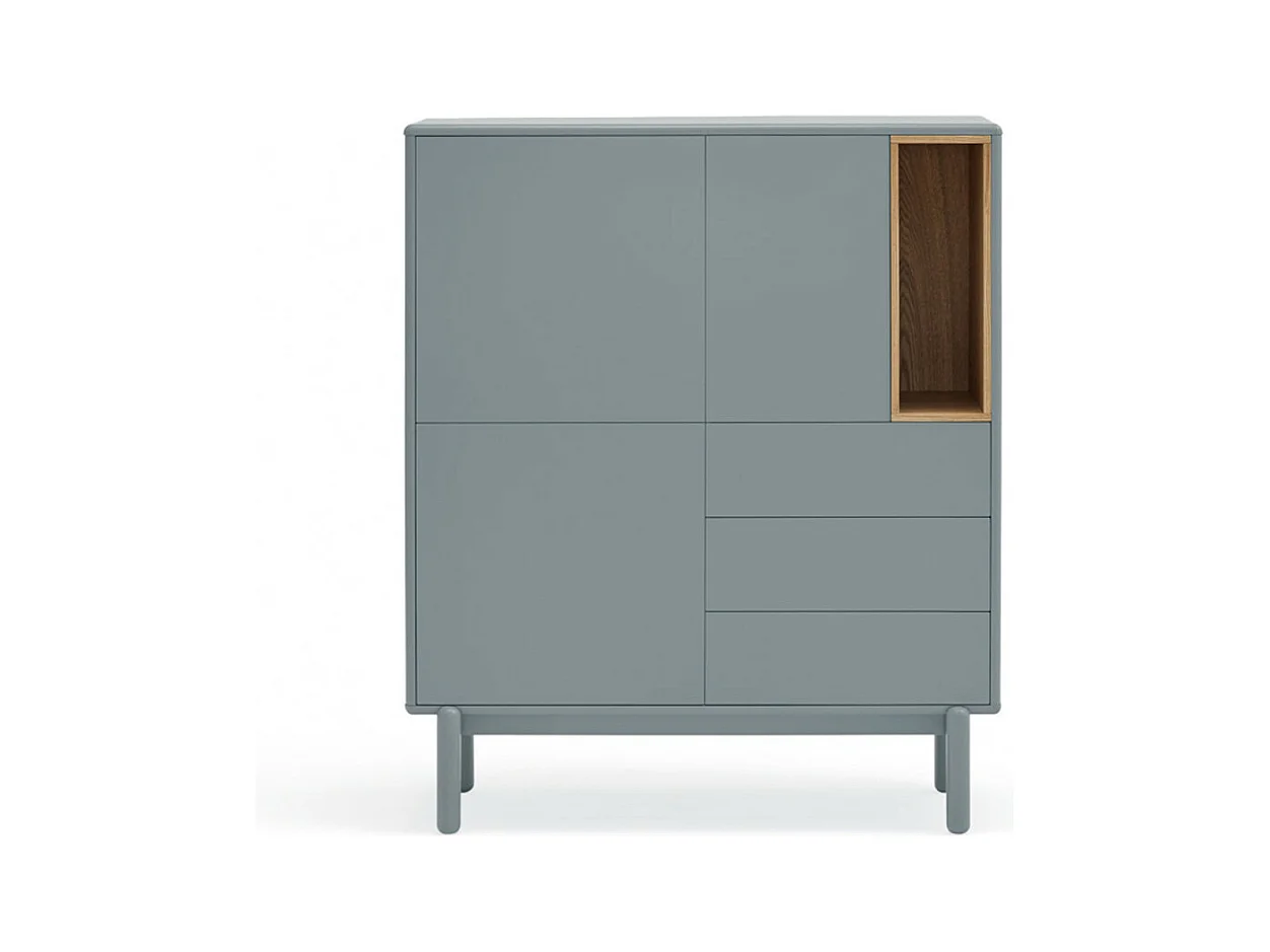 Corvo - Buffet haut 3 portes 3 tiroirs en bois L100cm - Gris clair