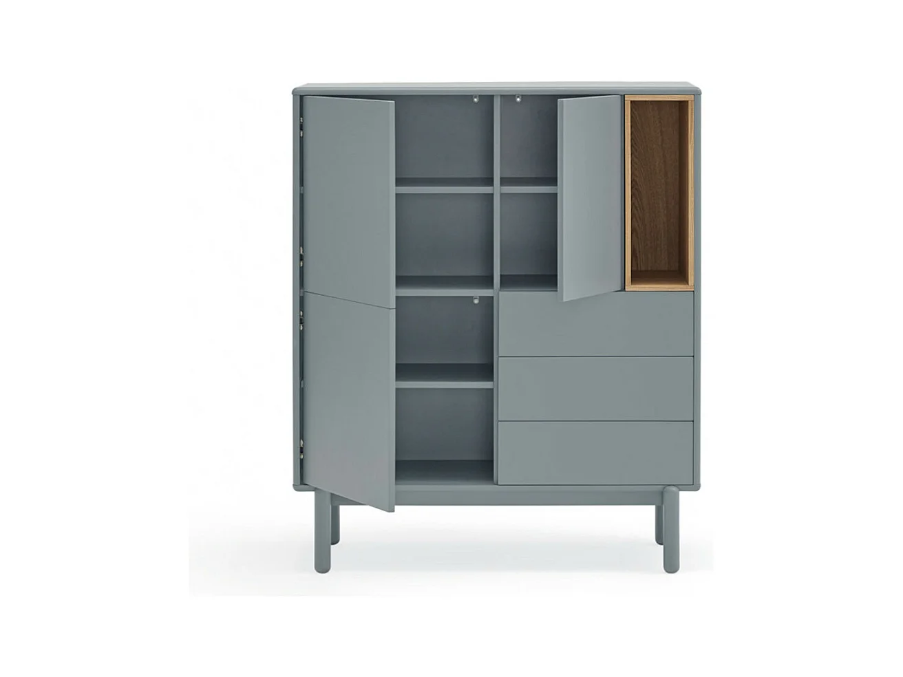 Corvo - Buffet haut 3 portes 3 tiroirs en bois L100cm - Gris clair