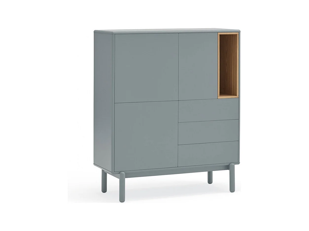 Corvo - Buffet haut 3 portes 3 tiroirs en bois L100cm - Gris clair