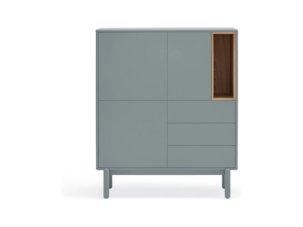 Corvo - Buffet haut 3 portes 3 tiroirs en bois L100cm - Gris clair