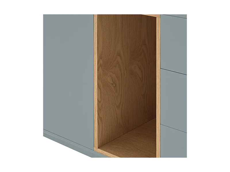 Corvo - Buffet haut 3 portes 3 tiroirs en bois L100cm - Gris clair