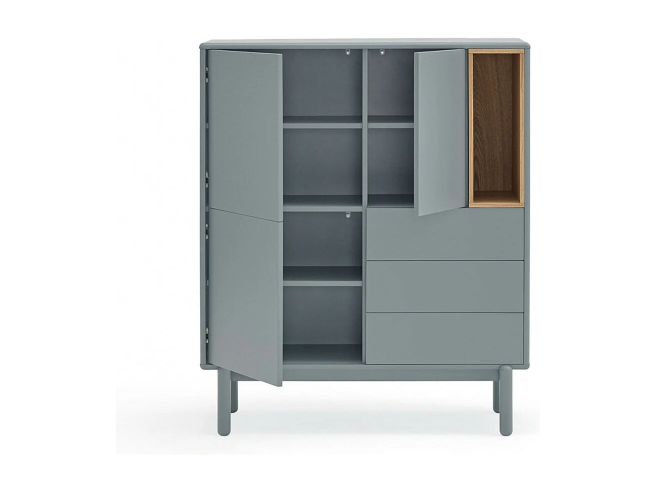 Corvo - Buffet haut 3 portes 3 tiroirs en bois L100cm - Gris clair