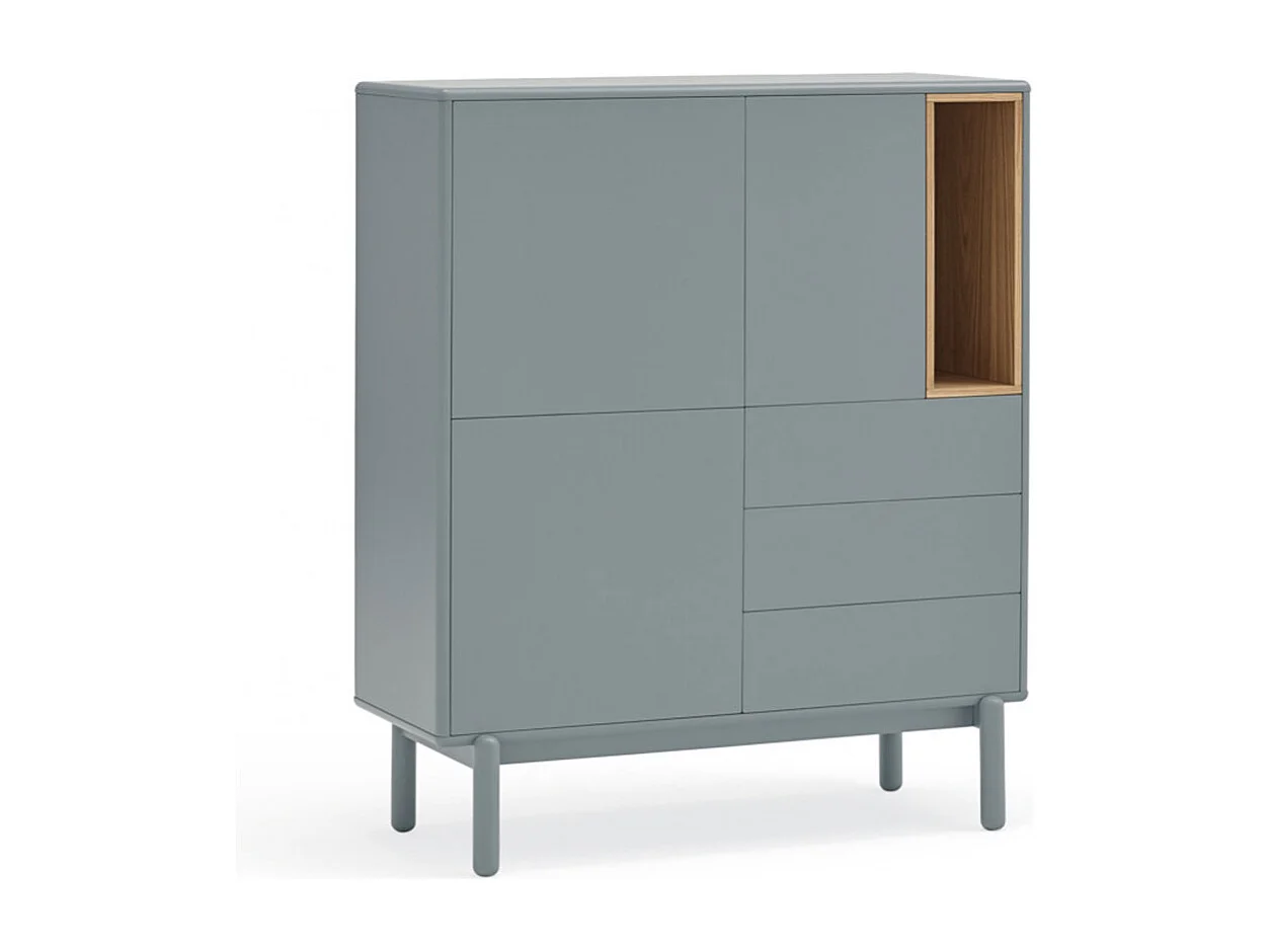 Corvo - Buffet haut 3 portes 3 tiroirs en bois L100cm - Gris clair