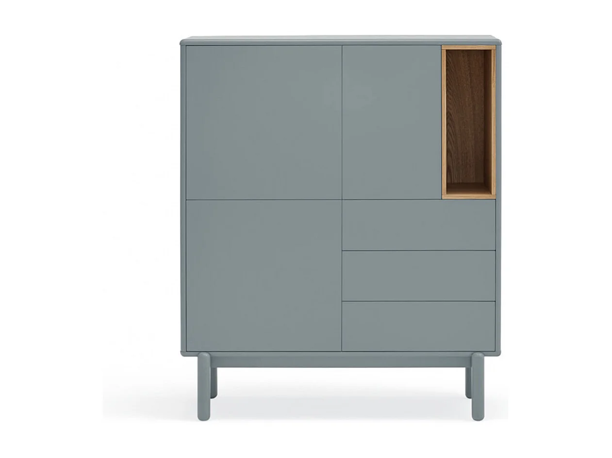 Corvo - Buffet haut 3 portes 3 tiroirs en bois L100cm - Gris clair