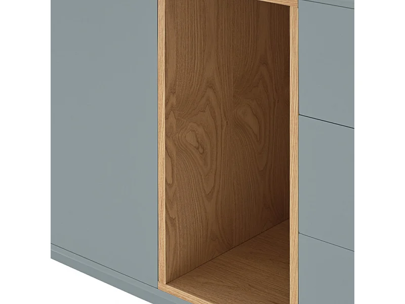 Corvo - Buffet haut 3 portes 3 tiroirs en bois L100cm - Gris clair