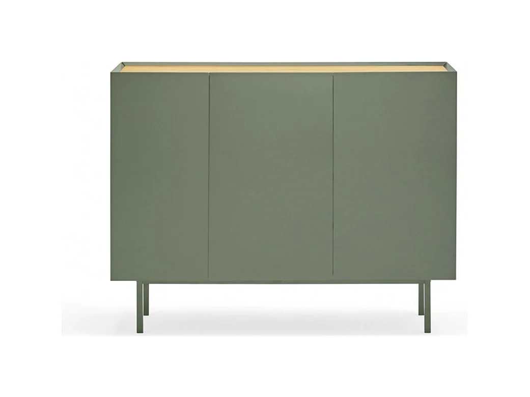 Arista - Buffet en bois 3 portes 3 tiroirs L110cm : Couleur - Vert amande