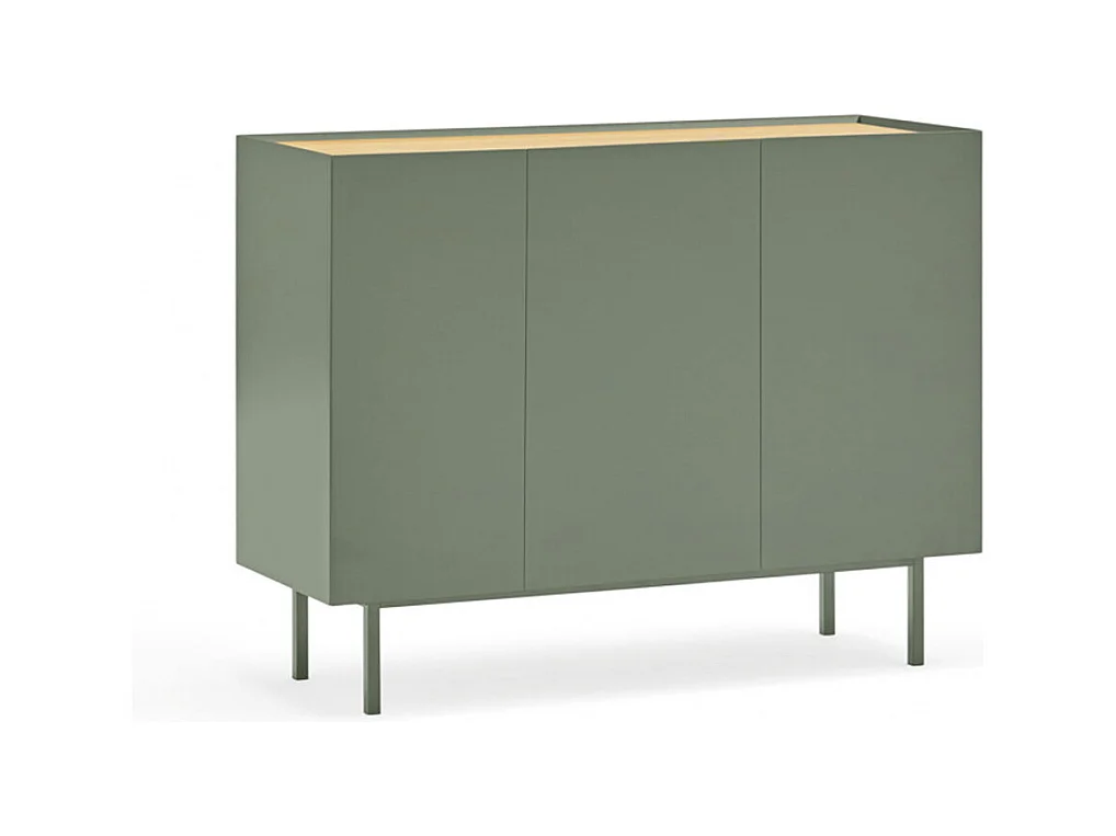 Arista - Buffet en bois 3 portes 3 tiroirs L110cm : Couleur - Vert amande