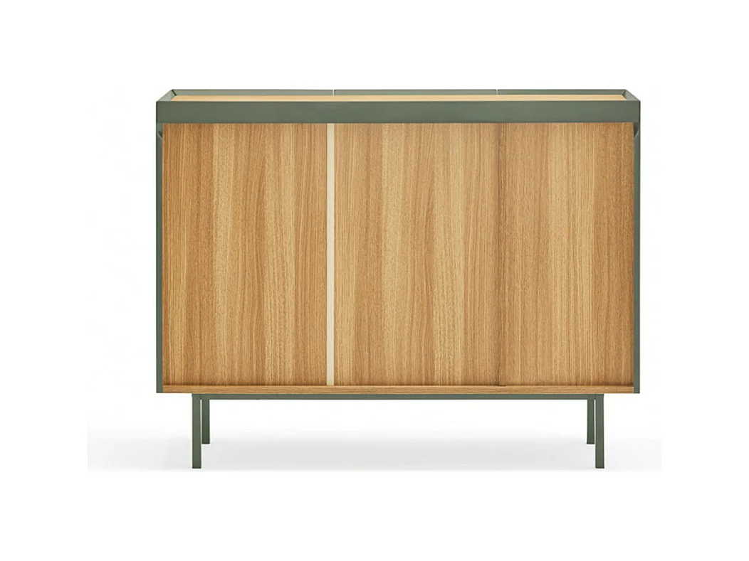 Arista - Buffet en bois 3 portes 3 tiroirs L110cm : Couleur - Vert amande