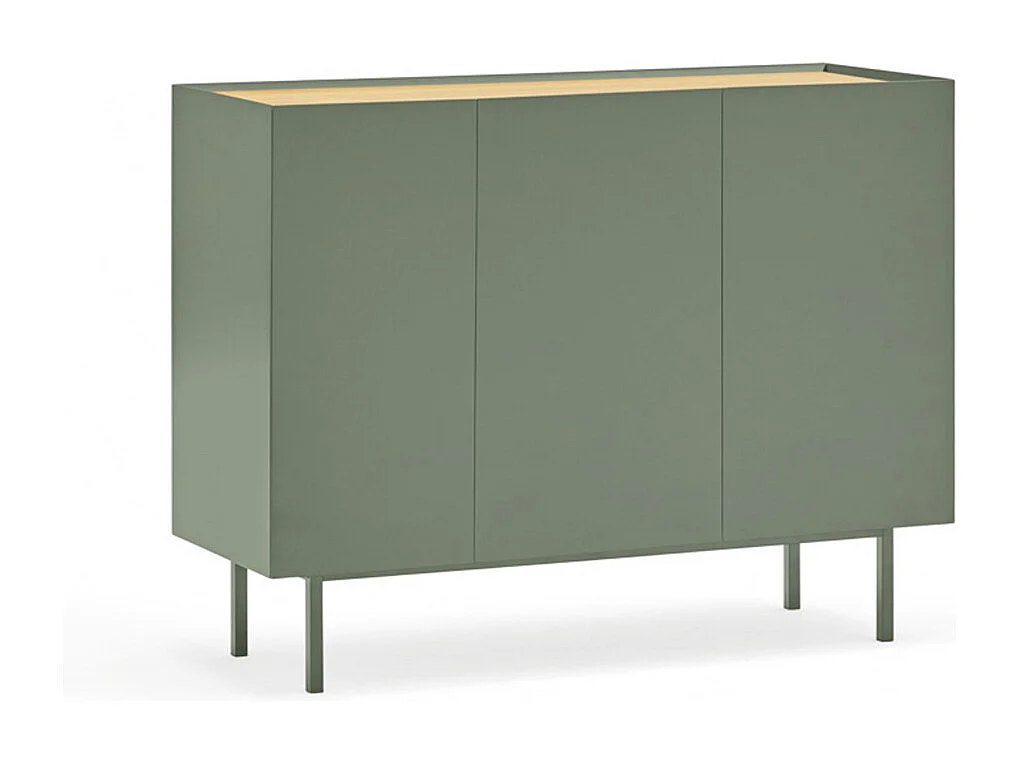 Arista - Buffet en bois 3 portes 3 tiroirs L110cm : Couleur - Vert amande