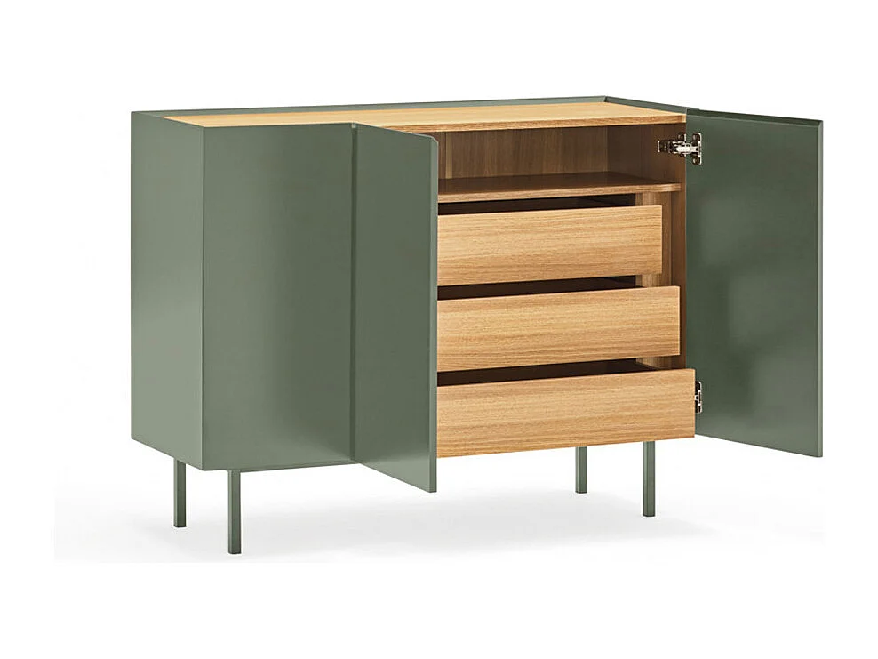 Arista - Buffet en bois 3 portes 3 tiroirs L110cm : Couleur - Vert amande