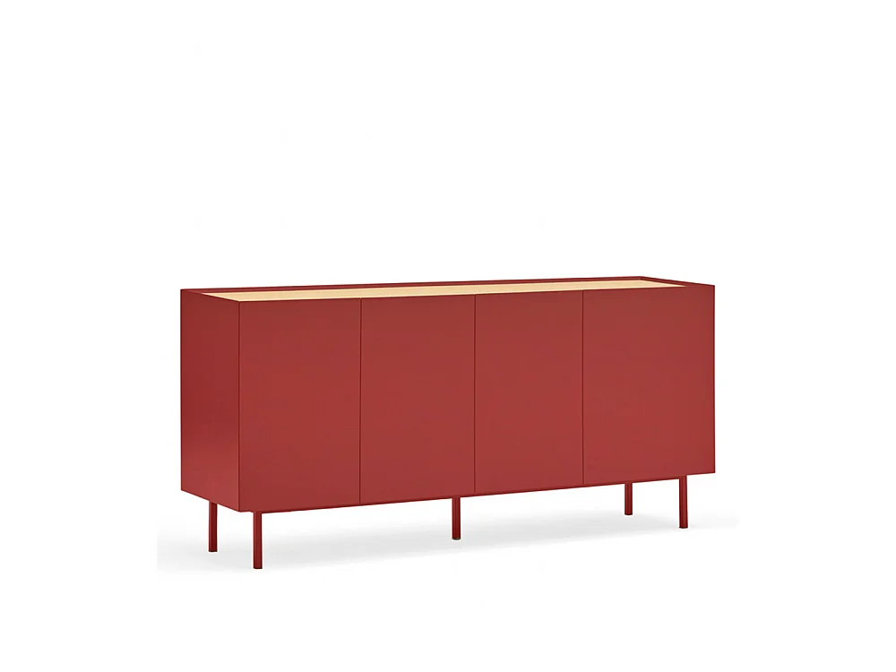 Arista - Buffet en bois 4 portes 3 tiroirs L165cm : Couleur - Rouge