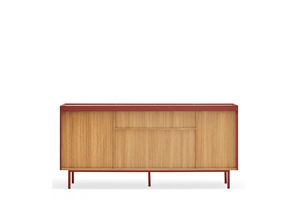 Arista - Buffet en bois 4 portes 3 tiroirs L165cm : Couleur - Rouge