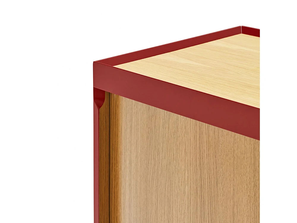 Arista - Buffet en bois 4 portes 3 tiroirs L165cm : Couleur - Rouge