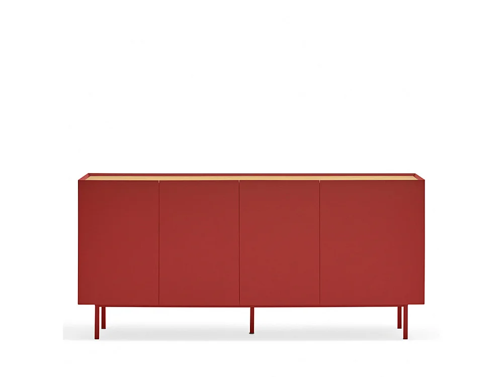 Arista - Buffet en bois 4 portes 3 tiroirs L165cm : Couleur - Rouge