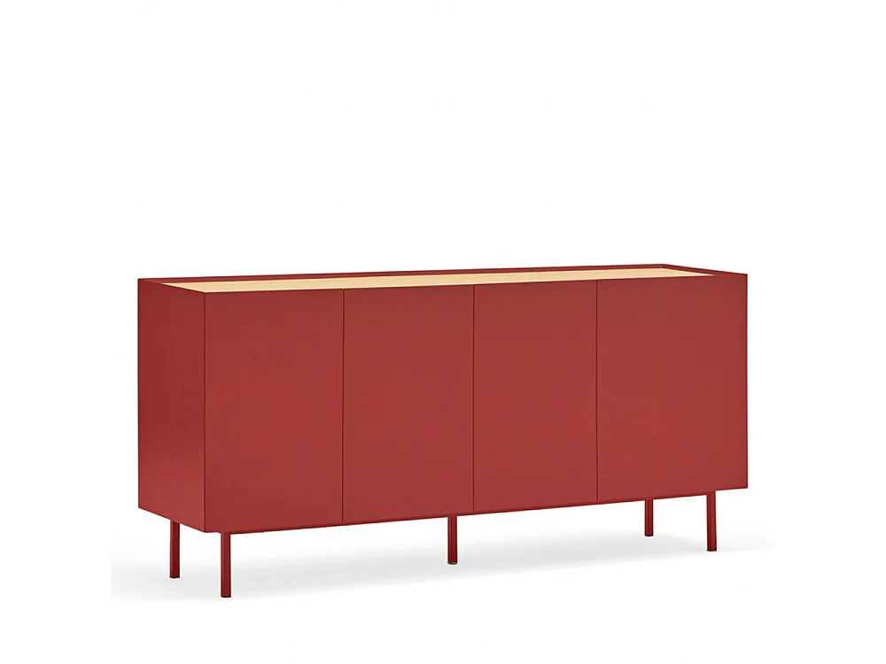 Arista - Buffet en bois 4 portes 3 tiroirs L165cm : Couleur - Rouge