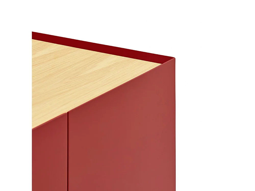 Arista - Buffet en bois 4 portes 3 tiroirs L165cm : Couleur - Rouge