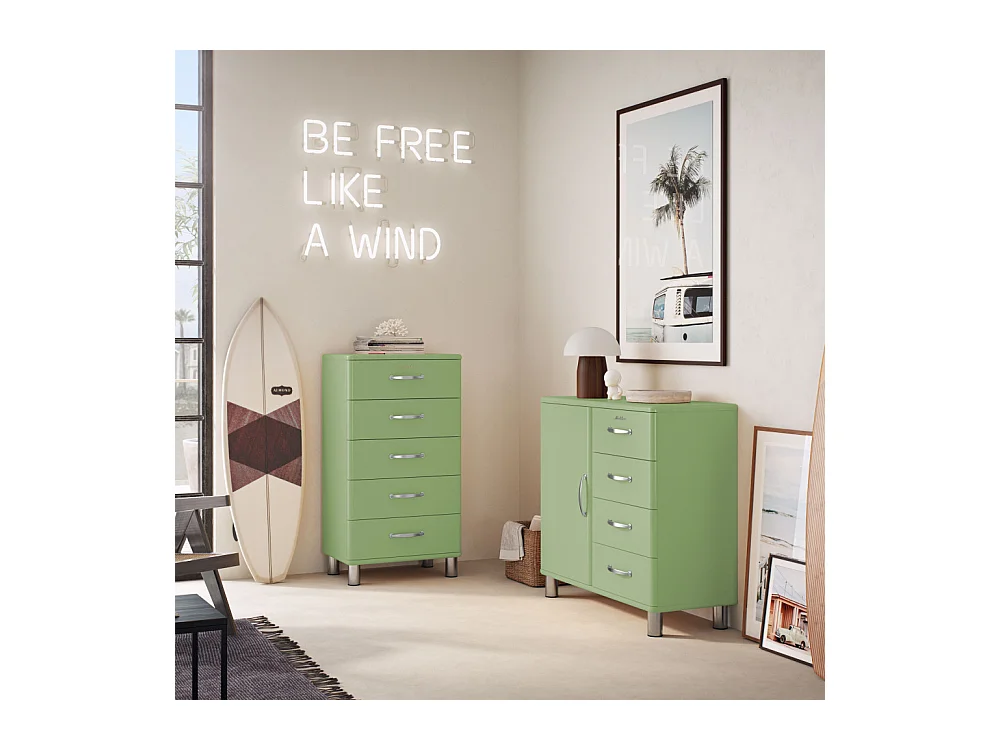 Malibu - Petit buffet vintage L86cm : Couleur - Vert