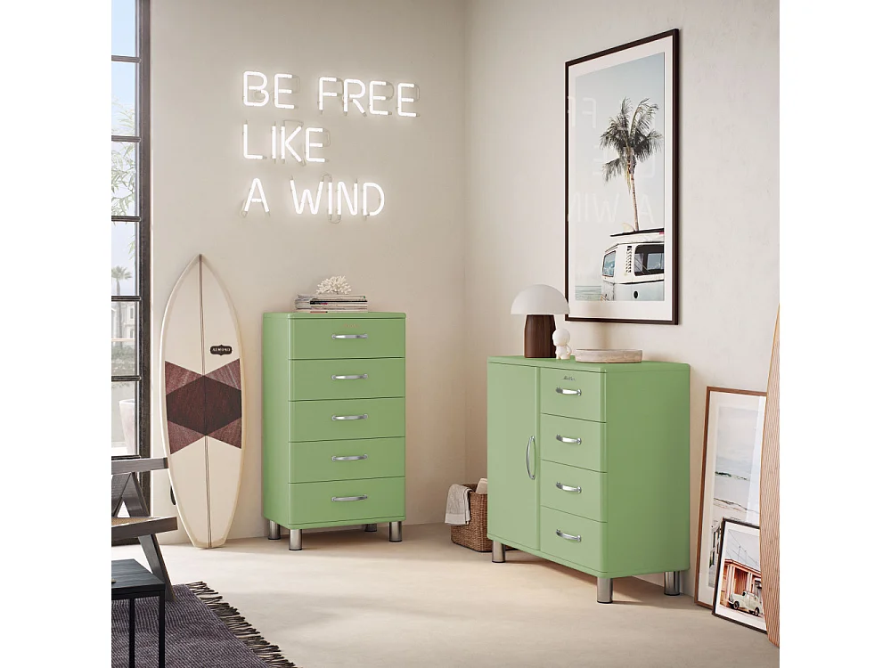 Malibu - Petit buffet vintage L86cm : Couleur - Vert